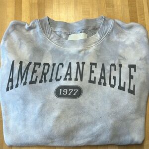 American Eagle blue/purple tie dye crew.
